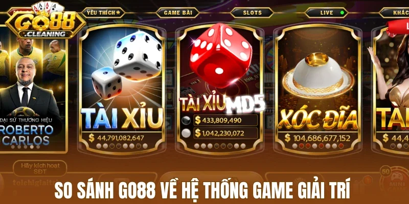 So sánh Go88 về hệ thống game giải trí