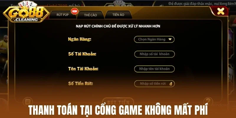 Thanh toán tại cổng game không mất phí