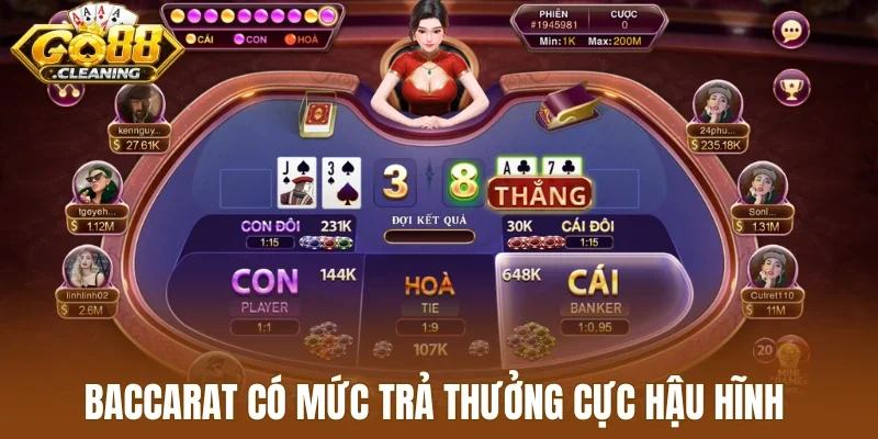 Baccarat có mức trả thưởng cực hậu hĩnh