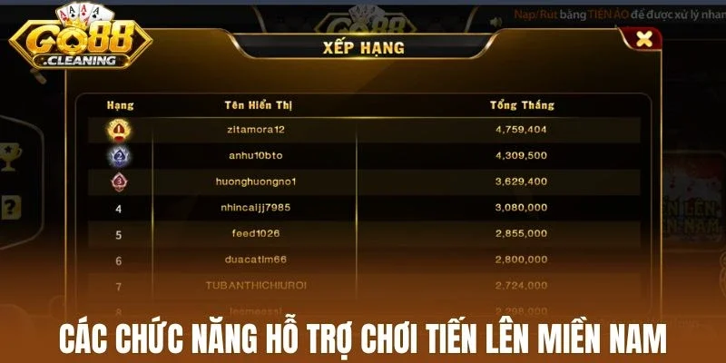 Các chức năng hỗ trợ chơi tiến lên miền Nam