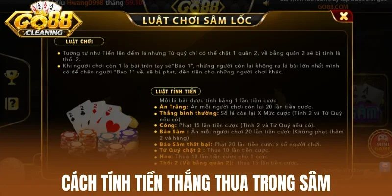 Cách tính tiền thắng thua trong sâm