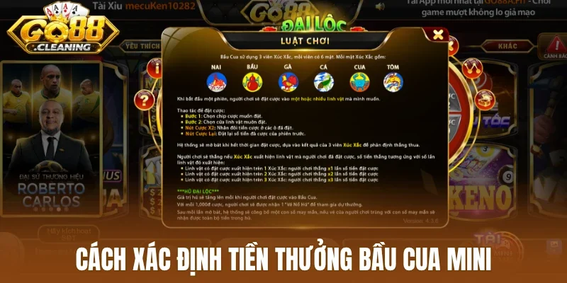 Cách xác định tiền thưởng bầu cua mini