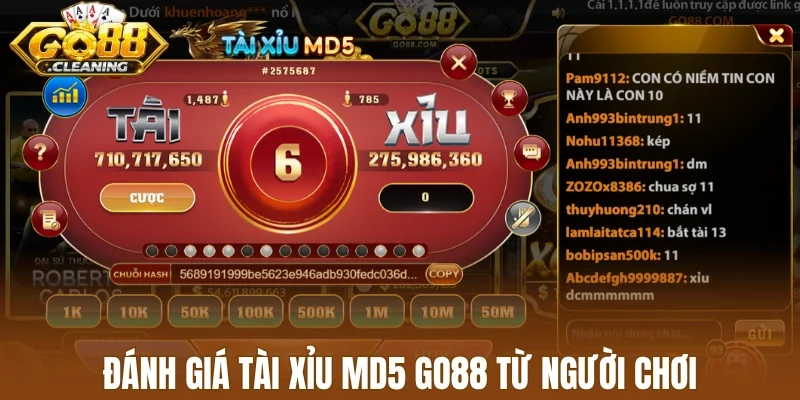 Đánh giá tài xỉu MD5 Go88 từ người chơi