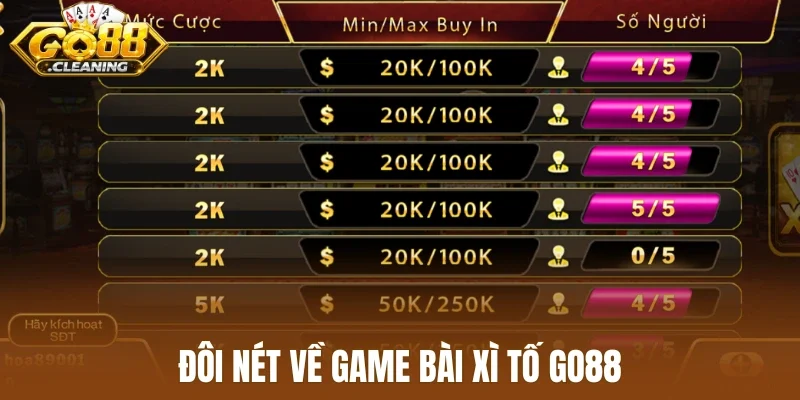 Đôi nét về game bài xì tố Go88