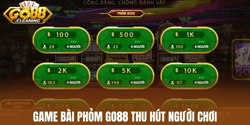 Game bài phỏm Go88 thu hút người chơi
