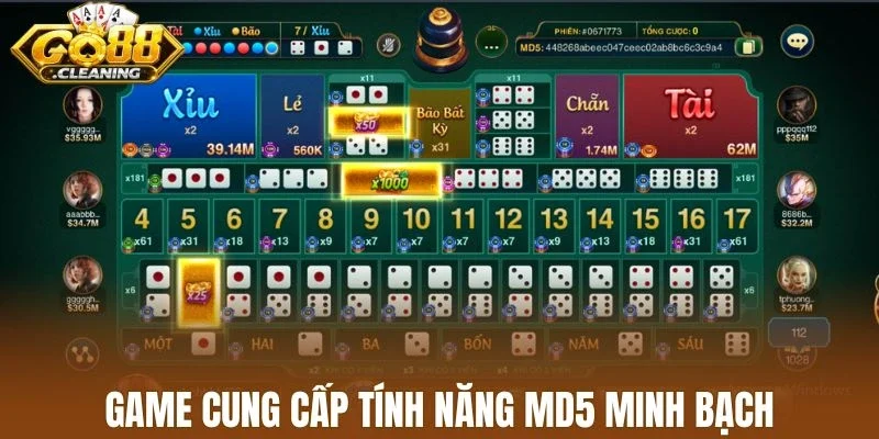 Game cung cấp tính năng MD5 minh bạch