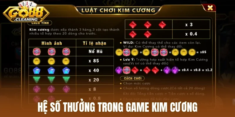 Hệ số thưởng trong game kim cương