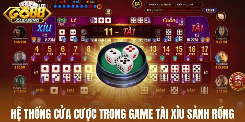 Hệ thống cửa cược trong game tài xỉu sảnh rồn