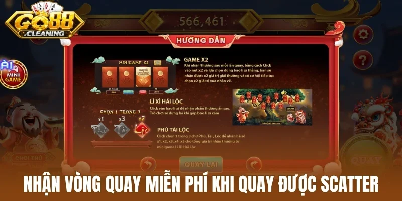 Nhận vòng quay miễn phí khi quay được scatter