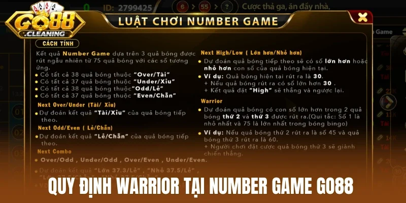 Quy định Warrior tại number game Go88