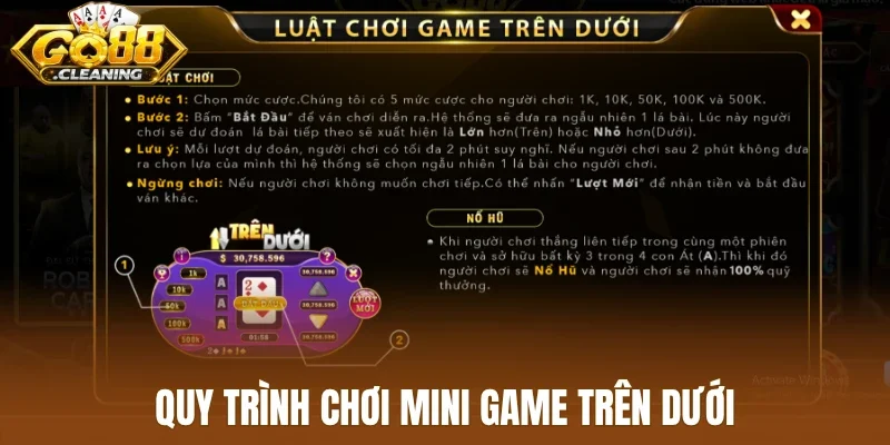 Quy trình chơi mini game trên dưới