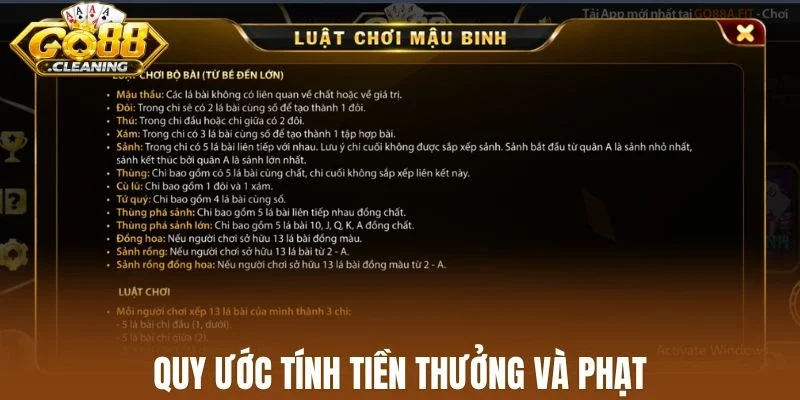 Quy ước tính tiền thưởng và phạt