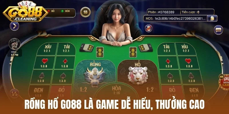 Rồng hổ Go88 là game dễ hiểu, thưởng cao